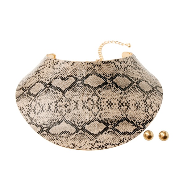 Snake Print Collar Choker Set - Picture 1 of 1